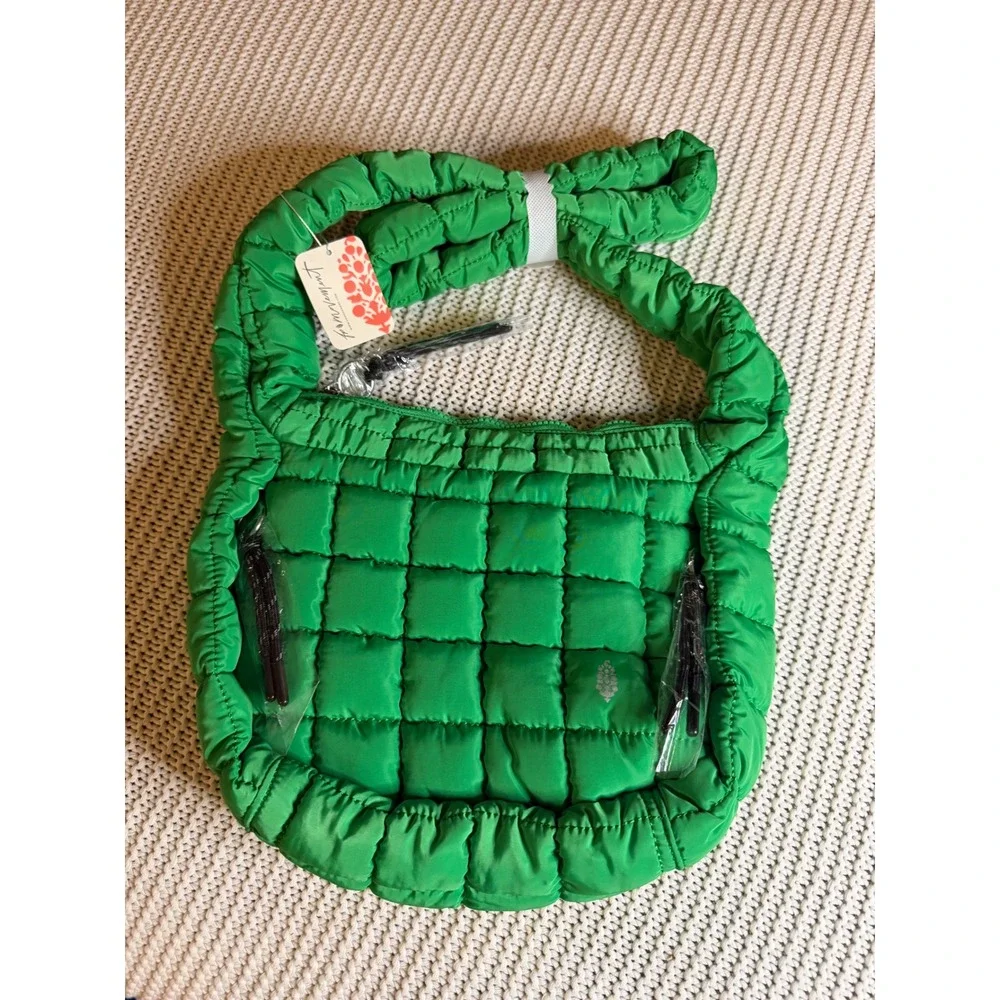 Free People Movement Quilted Carryall Sling Bag Kelly Green Puffer Crossbody